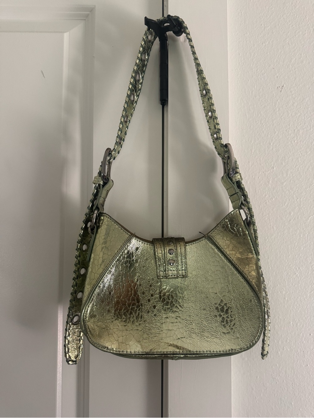 Urban Outfitters Metallic Olive Green Studded Shoulder Bag - Picture 4 of 7